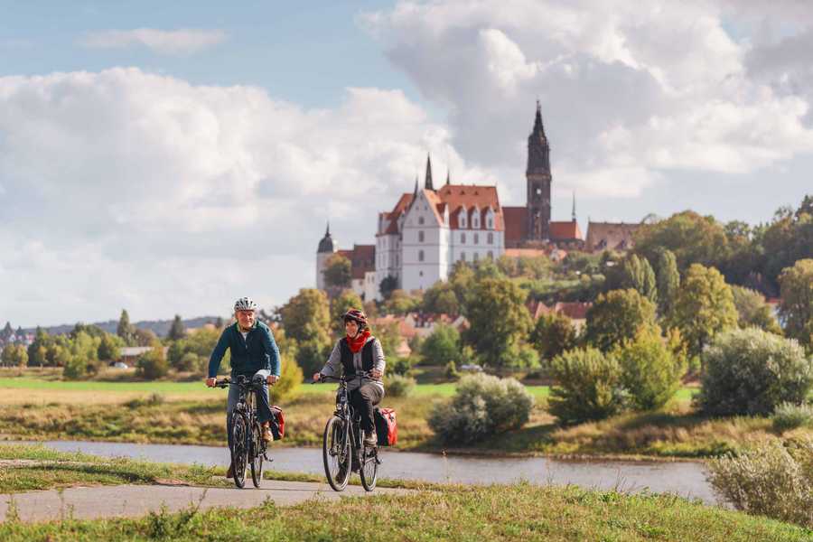 Unterwegs auf dem Elberadweg bei Meißen.